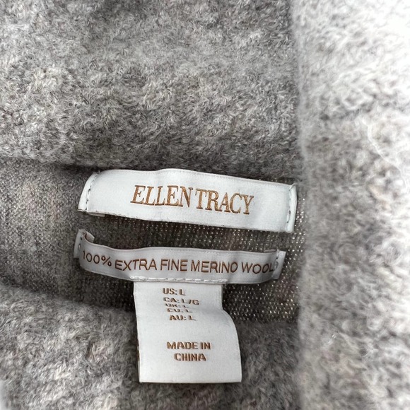 Ellen Tracy 100% Extra Fine Merino Wool Wrap Cowl Neck Sweater Women's Large - Picture 7 of 7